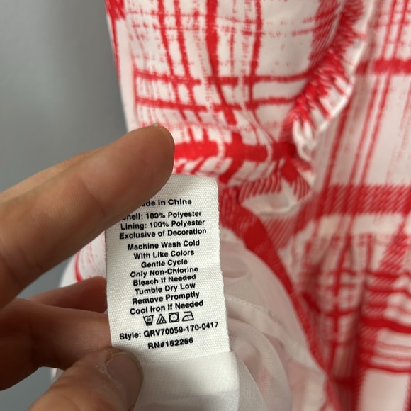 Avec Les Filles Dress Women Plaid  Windowpane Grid Check Mini White Red size S - Picture 10 of 13